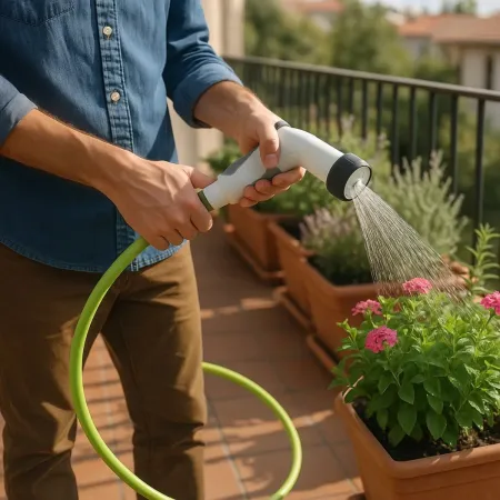 Tubo da Giardino Estensibile 15 m con Pistola per Irrigazione Multigetto