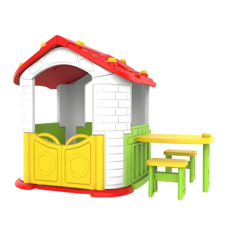Casetta per Bambini Plastica 187x108x119 cm con Tavolo e Sedie Esterno