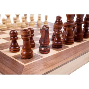 Scacchiera Pieghevole Deluxe in Legno Set Salvaspazio Richiudibile 2