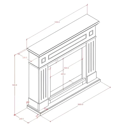 Cornice per Camino Elettrico Tagu Larsen Caminetto in Legno MDF Bianco