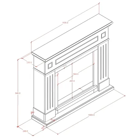 Cornice per Camino Elettrico Nero in Legno MDF Tagu Larsen Caminetto