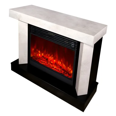 Camino Elettrico 1950W da Appoggio Effetto Fiamma Suono Legna Beige