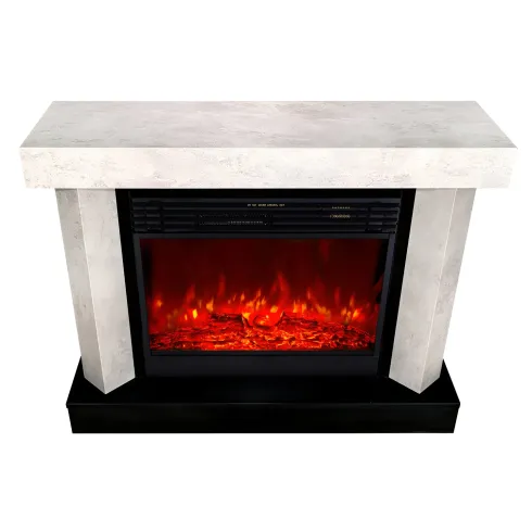 Camino Elettrico 1950W da Appoggio Effetto Fiamma Suono Legna Beige