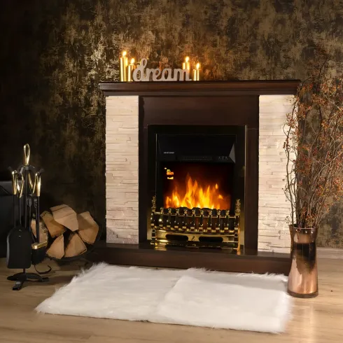 Camino Elettrico 1500W da Terra Noce Rustico Effetto Fiamma Realistico