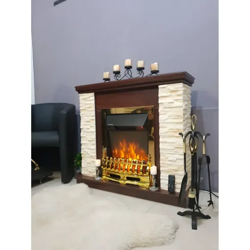 Camino Elettrico 1500W da Terra Noce Rustico Effetto Fiamma Realistico