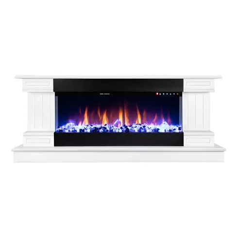 Camino Elettrico Bianco 1500W Riscaldante con Fiamma 3D e Termostato
