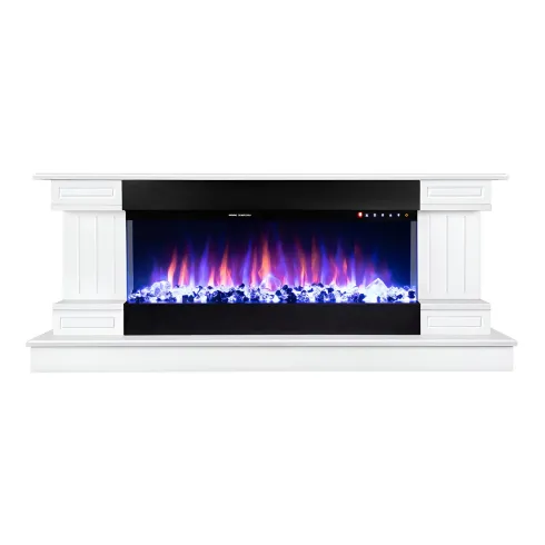 Camino Elettrico Bianco 1500W Riscaldante con Fiamma 3D e Termostato