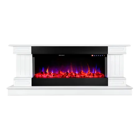 Camino Elettrico Bianco 1500W Riscaldante con Fiamma 3D e Termostato