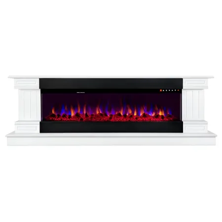Camino Elettrico Bianco 1500W 181x43x60 con Fiamma 3D e Termostato