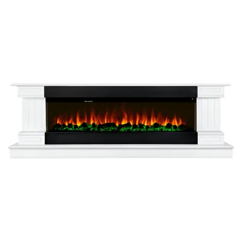 Camino Elettrico Bianco 1500W 181x43x60 con Fiamma 3D e Termostato