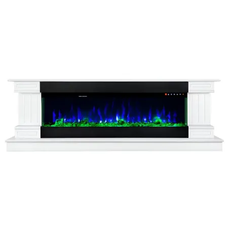Camino Elettrico Bianco 1500W 181x43x60 con Fiamma 3D e Termostato