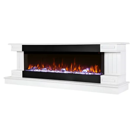 Camino Elettrico Bianco 1500W 181x43x60 con Fiamma 3D e Termostato