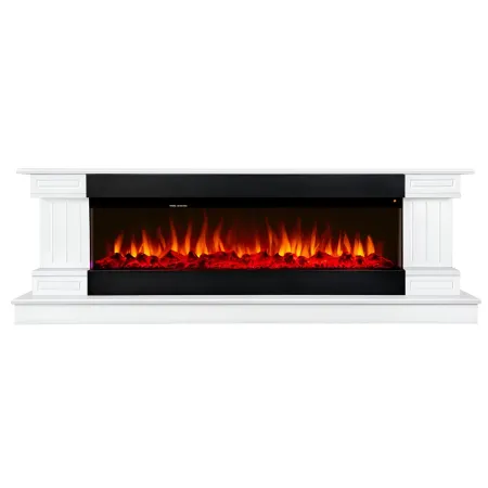 Camino Elettrico Bianco 1500W 181x43x60 con Fiamma 3D e Termostato