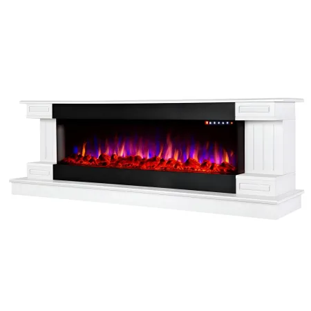 Camino Elettrico Bianco 1500W 181x43x60 con Fiamma 3D e Termostato