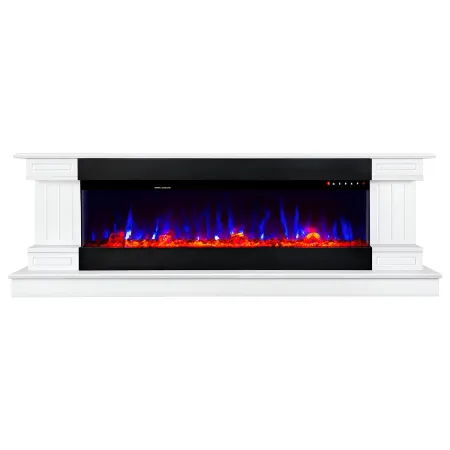 Camino Elettrico Bianco 1500W 181x43x60 con Fiamma 3D e Termostato