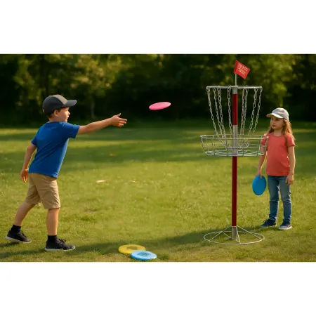 Set Disc Golf con Canestro da Esterno Completo con Dischi Colorati
