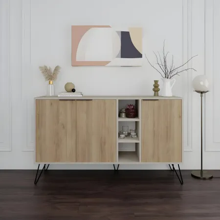 Madia Moderna 3 Ante Credenza da Soggiorno con Vani Rovere