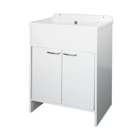 Mobile Lavatoio PVC 58x38 cm con Vasca 2 Ante con Kit Scarico Autopulente