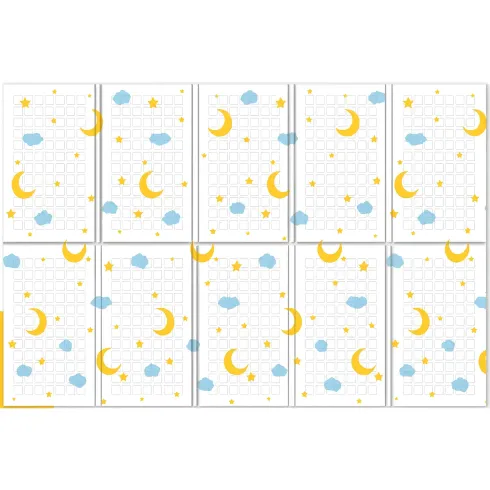 Tappeto Pieghevole per Bambini Doppia Grafica Luna Safari per Cameretta