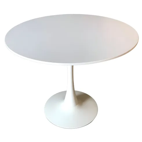 Tavolo da Salotto Tondo Bianco con Base in metallo 90 x 73 cm