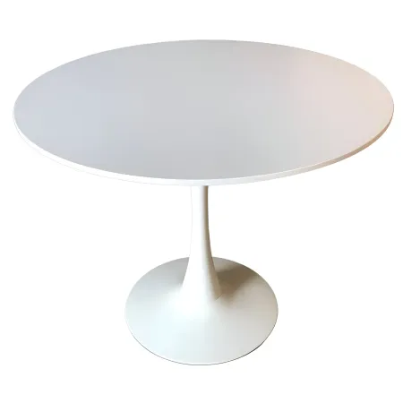 Tavolo da Salotto Tondo Bianco con Base in metallo 90 x 73 cm