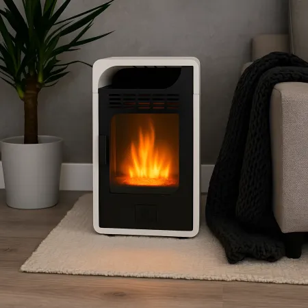 Stufa a Bioetanolo Ventilata 3 kW a Pavimento Bruciatore 1,5 lt Bianco