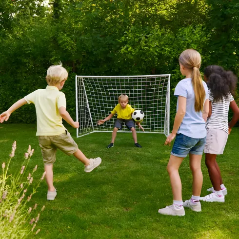 Porta Calcio da Giardino per Bambini in Metallo Rete Impermeabile