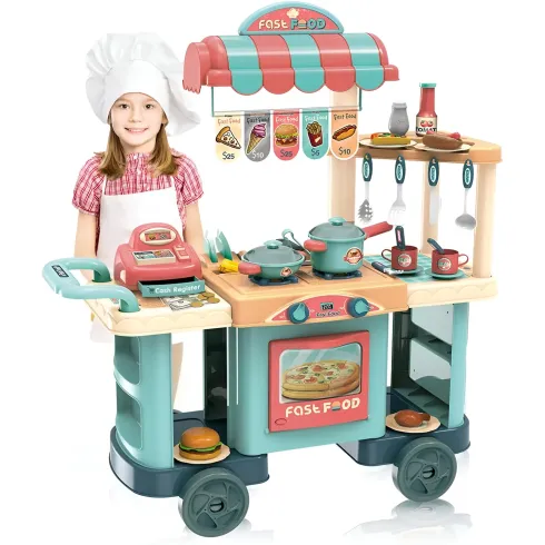 Set Cucina Giocattolo Fast Food per Bambini Completa con Accessori
