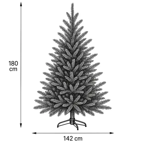 Albero di Natale Artificiale Altezza 180 cm Rami Realistici in PVC