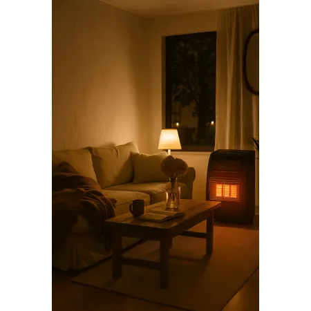 Stufa a Infrarossi Gas 4200W da Soggiorno Turboventilata Nero