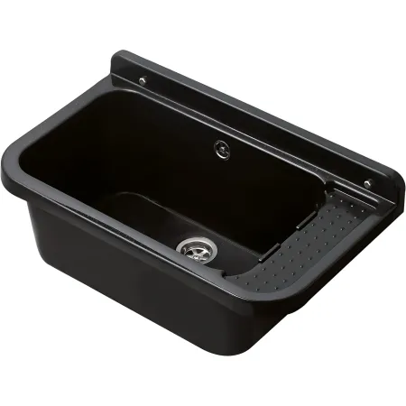 Pilozzo per Esterno Lavello a Muro 60x34 cm Lavabo Nero da Lavanderia
