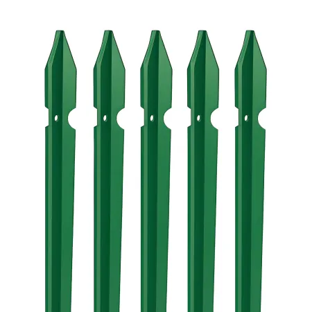 10 Paletti 125 cm per Recinzione in Ferro Plastificato Verde