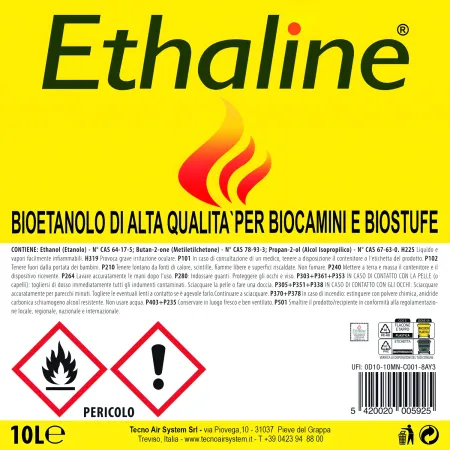 6 Taniche Bioetanolo Naturale 10L Combustibile Ecologico per Biocamini