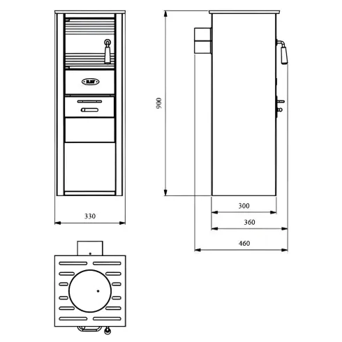 Stufa a Legna 5kW Beige Compatta Piastra Ghisa Vano Legna da Interno