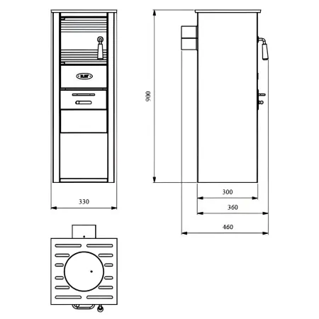 Stufa a Legna 5kW Beige Compatta Piastra Ghisa Vano Legna da Interno