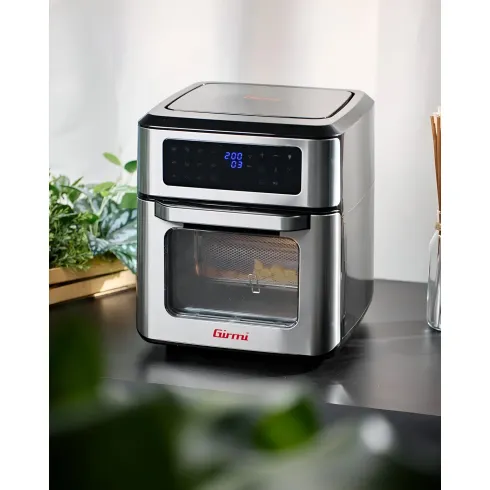 Friggitrice ad Aria Girmi 1800W 12L con Girarrosto Spiedini Grigio