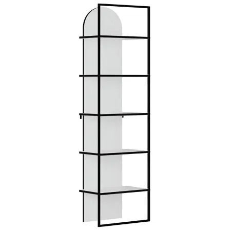 Libreria 5 Ripiani Moderna da Ingresso Soggiorno Bianco Struttura Metallo