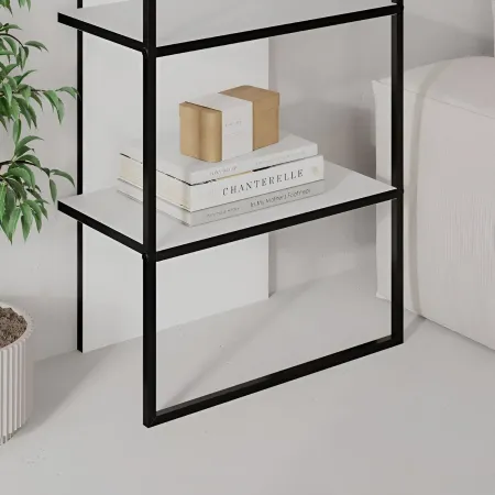 Libreria 5 Ripiani Moderna da Ingresso Soggiorno Bianco Struttura Metallo