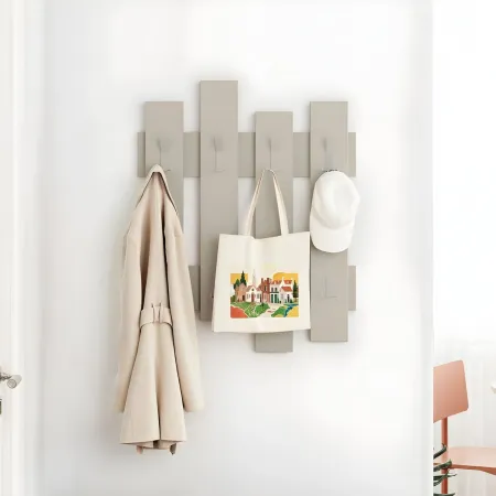 Appendiabiti a Muro per Ingresso in Legno Cashmere 8 Ganci Moderno