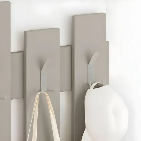Appendiabiti a Muro per Ingresso in Legno Cashmere 8 Ganci Moderno