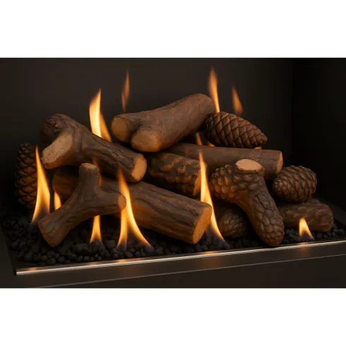 Legna Ceramica per Biocamino 9 Tronchi Decorativi Effetto Realistico