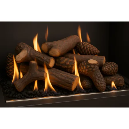 Legna Ceramica per Biocamino 9 Tronchi Decorativi Effetto Realistico