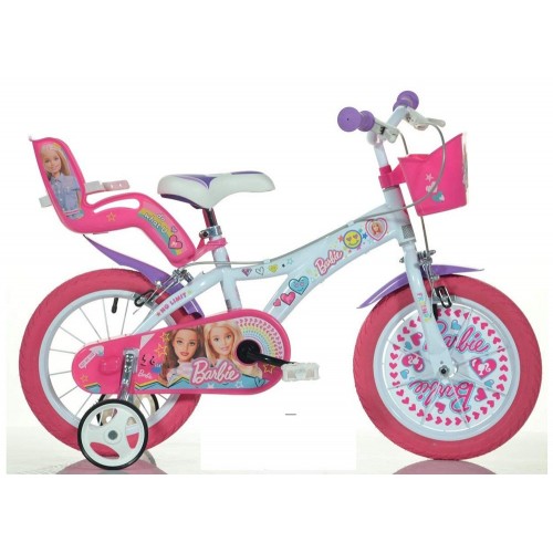 Bicicletta per Bambina 14 Pollici Barbie Ruota Rotelle 3 4 5 6 anni Freni Bici