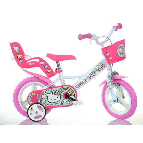 Bicicletta per Bambina 12 Pollici 2 3 4 Anni Hello Kitty Pedali Rotelle 1 Freno