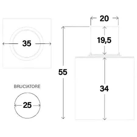 Camino a Bioetanolo 1,5L Bianco a Cilindro Ø35 da Pavimento Moderno
