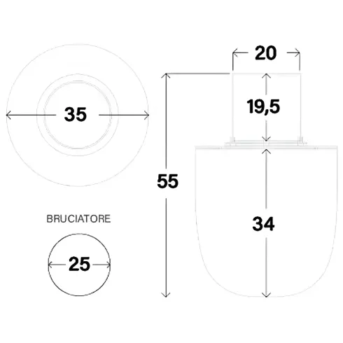 Camino Bioetanolo da Giardino 1,5L Bianco Perla da Pavimento 35x55 cm