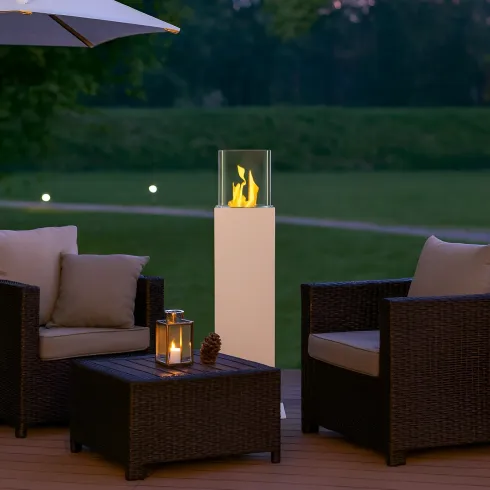 Camino a Bioetanolo a Colonna 70cm Bianco 3kW da Giardino Moderno