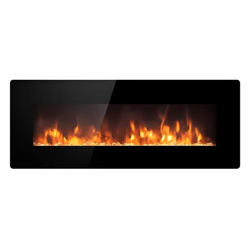 Camino Elettrico da Parete 1800 W Vetro Temperato LED Telecomando