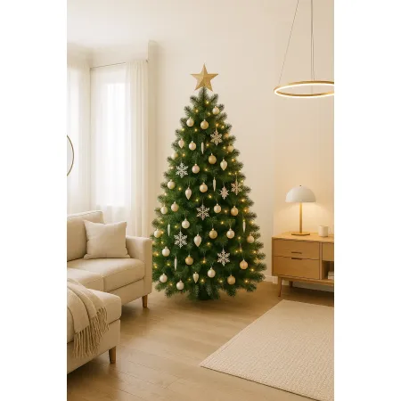 Albero di Natale Alto 150 cm Folto Verde Base 110 cm Rami Realistici