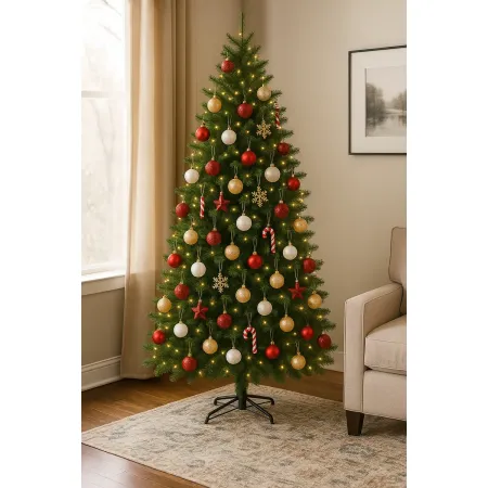 Albero di Natale Altezza 210 cm Ø130 cm Verde PE PVC Rami Realistici